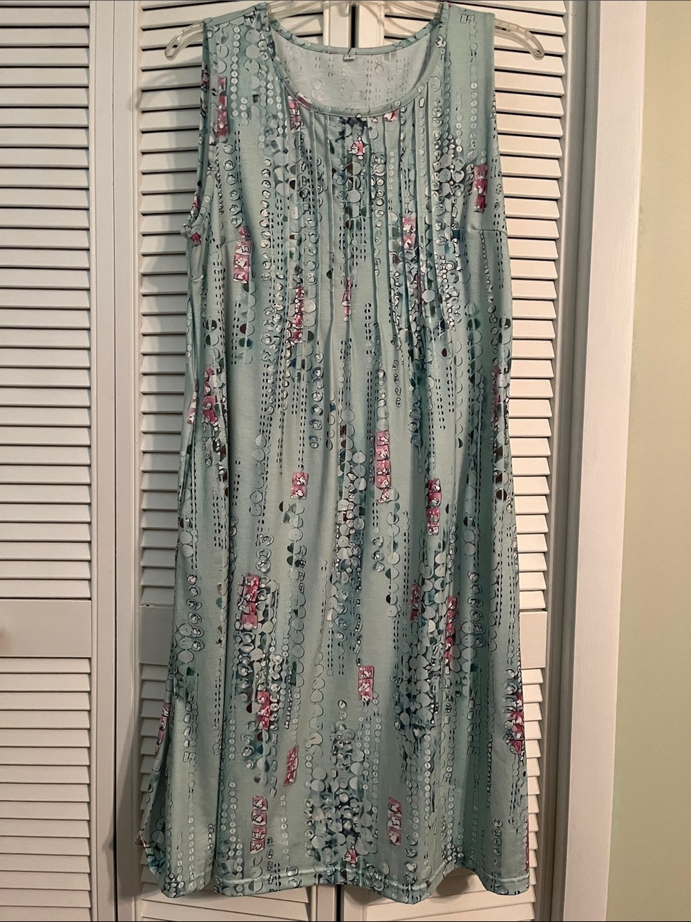 Sleeveless Mint Green Floral Print Midi Dress